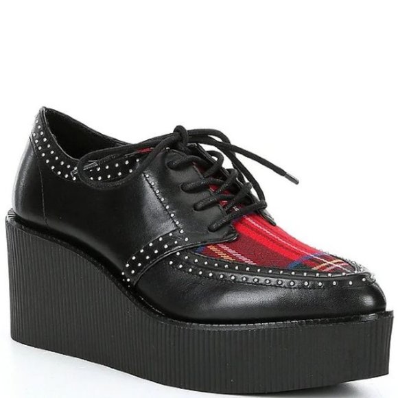 Giani Bernini Shoes - Gianni Bini Mazzen Studded Plaid Detail Platform Creepers